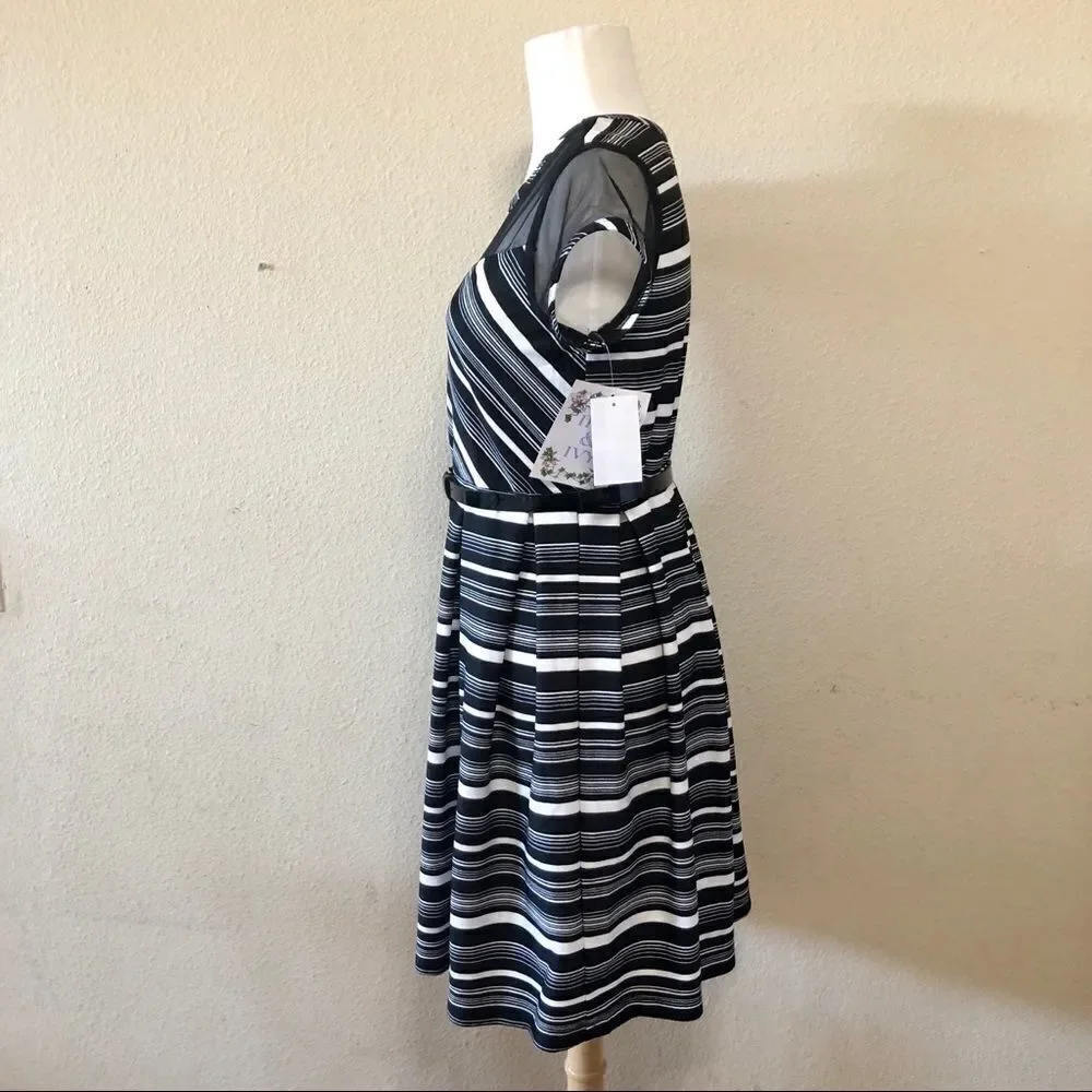 Iris & Ivy Pleated Scuba Stripe Dress (Big Girls)